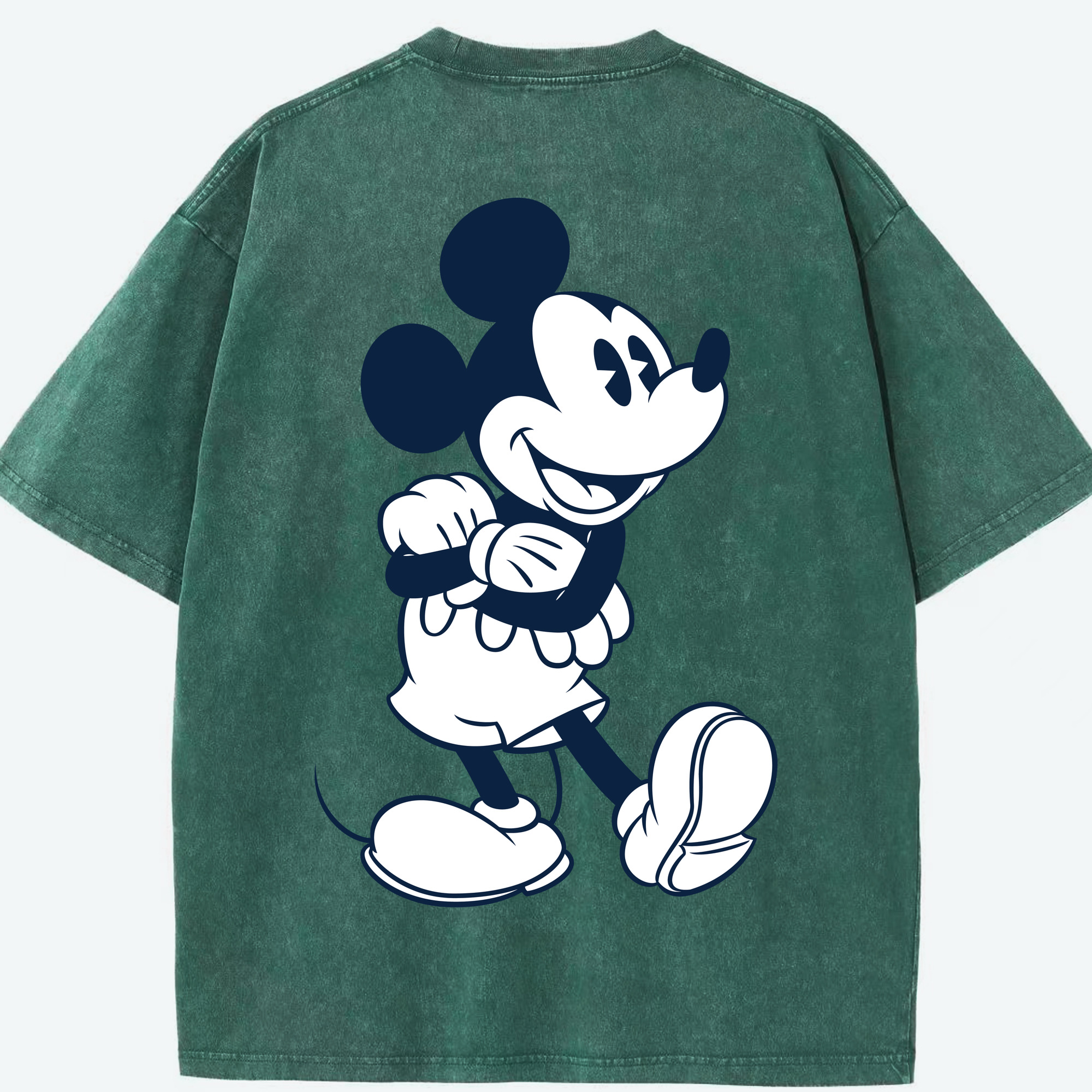 （画像用） ミッキーマウス Mickey Mouse 綿100% ヴィンテージ風 半袖Tシャツ（背面プリント）